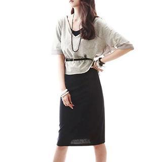 Set: 3/4 Sleeves Top + Slipdress