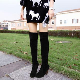 Block Heel Over The Knee Boots