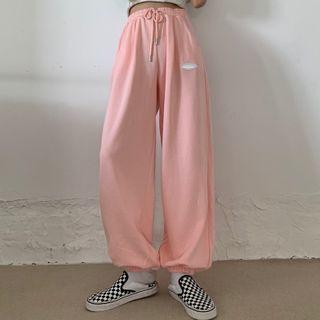 High-waist Wide-leg Jogger Sweatpants