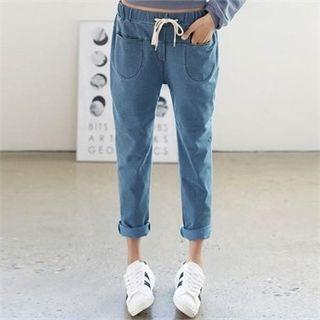 Band-waist Dual-pocket Pants