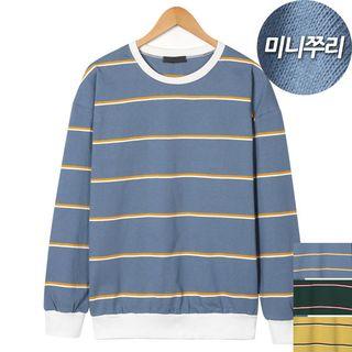 Couple Round-neck Striped Sweatshirt