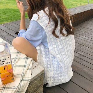 Eyelet Lace Vest As Shown In Figure - One Size
