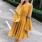 Long-sleeve Pattern Panel Mini Dress