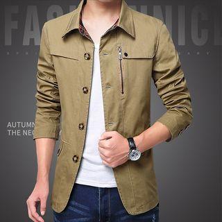 Zipper Front Pocket Single-breasted Jacket