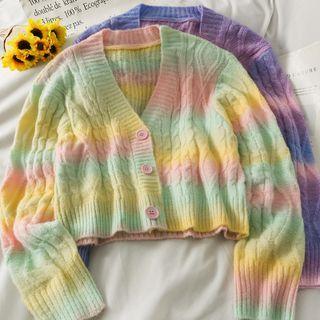 Gradient Cable-knit Loose Cardigan