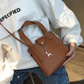 Deer Charm Faux Leather Handbag With Shoulder Strap