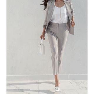 Peaked-lapel Striped-trim Blazer
