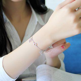 925 Sterling Silver Rhinestone Angel Bracelet As Shown In Figure - One Size
