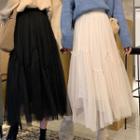 Mesh High-waist Midi Skirt