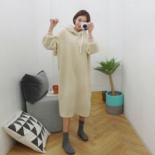 Sherpa Fleece Midi Hoodie Dress