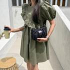 Puff-sleeve Frilled Flare Dress