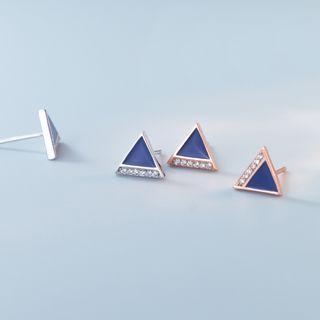 Triangle Rhinestone Sterling Silver Earring