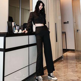 Double-breasted Cropped Blazer / Wide Leg Pants