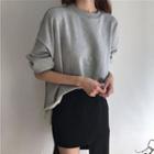 Plain Asymmetric Hem Sweatshirt