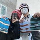 Lettering Striped Knit Beanie