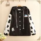 Cow Print Button-up Hoodie
