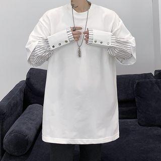 Inset Pinstripe Panel Long-sleeve Pullover