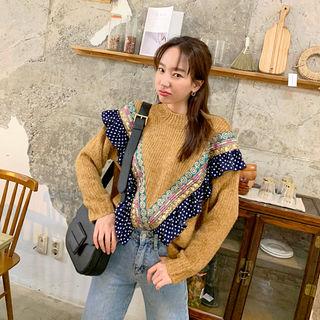 Frilled Wool Blend Sweater