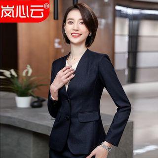 V-neck Blouse / Pocket Detail Blazer / Dress Pants / Pencil Skirt / Set