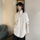 Short-sleeve Applique Cut-out Shirt