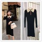 Long-sleeve Knit Polo Shirt Dress