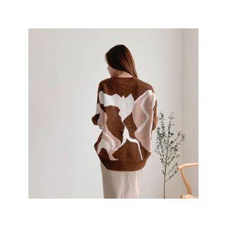 Loose-fit Print Sweater Brown - One Size