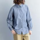 Frill-trim Shirt Light Denim Blue - One Size