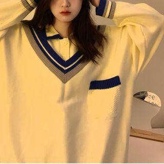 Mock Two Piece Sweater Off-white - One Size