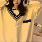 Mock Two Piece Sweater Off-white - One Size