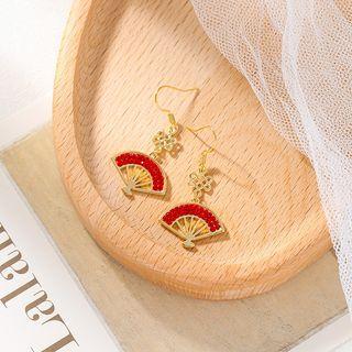 Rhinestone Fan Drop Earring Silver - One Size