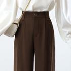 High Waist Loose Fit Dress Pants / Tie-neck Blouse