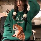 Tiger Print Sweater Black - One Size