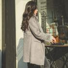 Funnel-neck Double-breasted Faux-shearling Coat