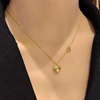 Heart Pendant Stainless Steel Necklace 1pc - Gold - One Size