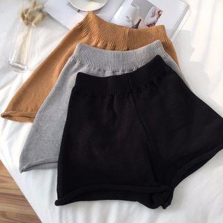 High Waist Wide-leg Knit Shorts