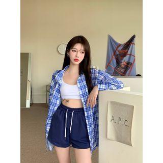 Long-sleeve Shirt / Plain Sweatshorts