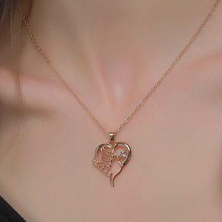 Alloy Heart & Pigeon Pendant Necklace