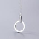 925 Sterling Silver Hoop Pendant Necklace Silver - 925silver