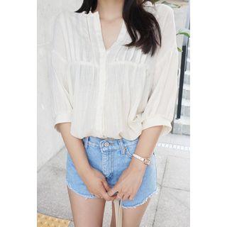 Frill-trim Pintuck Detail Blouse