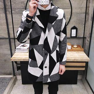 Patterned Lapel Knit Coat