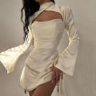 Bell-sleeve Cutout Mini Sheath Dress