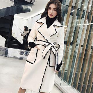 Contrast Trim Sashed Long Coat