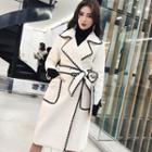 Contrast Trim Sashed Long Coat