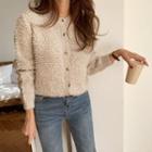 Round-neck Loop-knit Cardigan