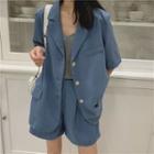 Single-breasted Elbow-sleeve Blazer / High-waist Shorts