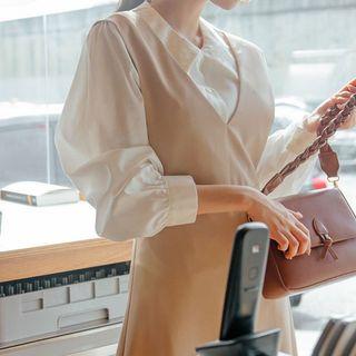 Plus Size Lace-collar Buttoned Blouse