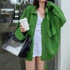 Knit Zipped Jacket Green - One Size