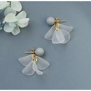 925 Sterling Silver Petal Fringed Earring 1 Pair - White - One Size