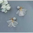 925 Sterling Silver Petal Fringed Earring 1 Pair - White - One Size