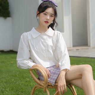 3/4-sleeve Shirt White - One Size